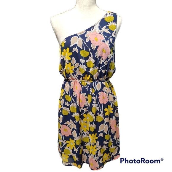 Everly one shoulder floral elastic waist lined chiffon midi dress - Picture 7 of 7